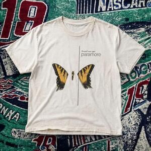 Paramore Brand New Eyes Butterfly Tee White Graphic T Shirt Soft Grunge Indie